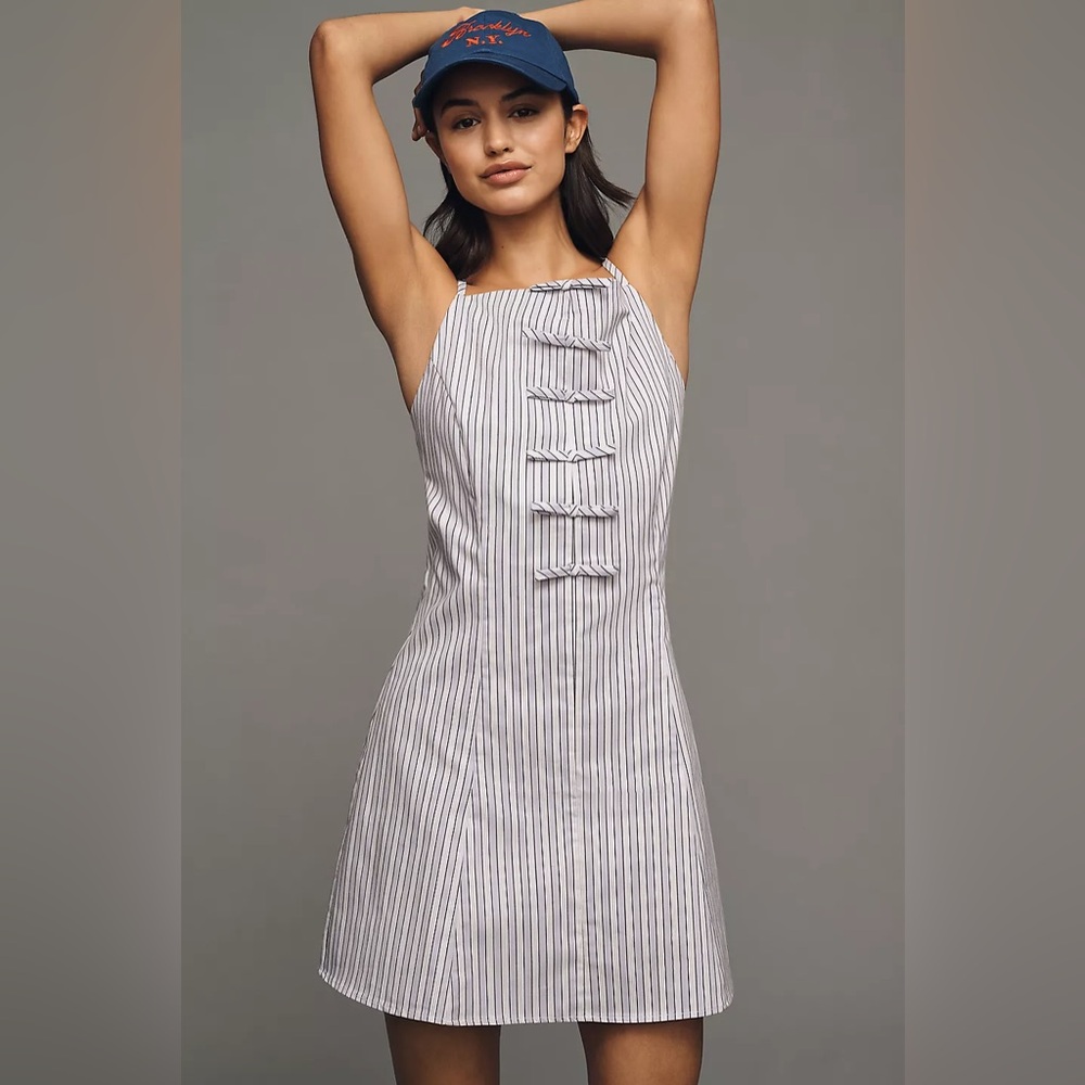 NWT Anthropololgie Exquise High-Neck Bow Mini Dress, Size XL